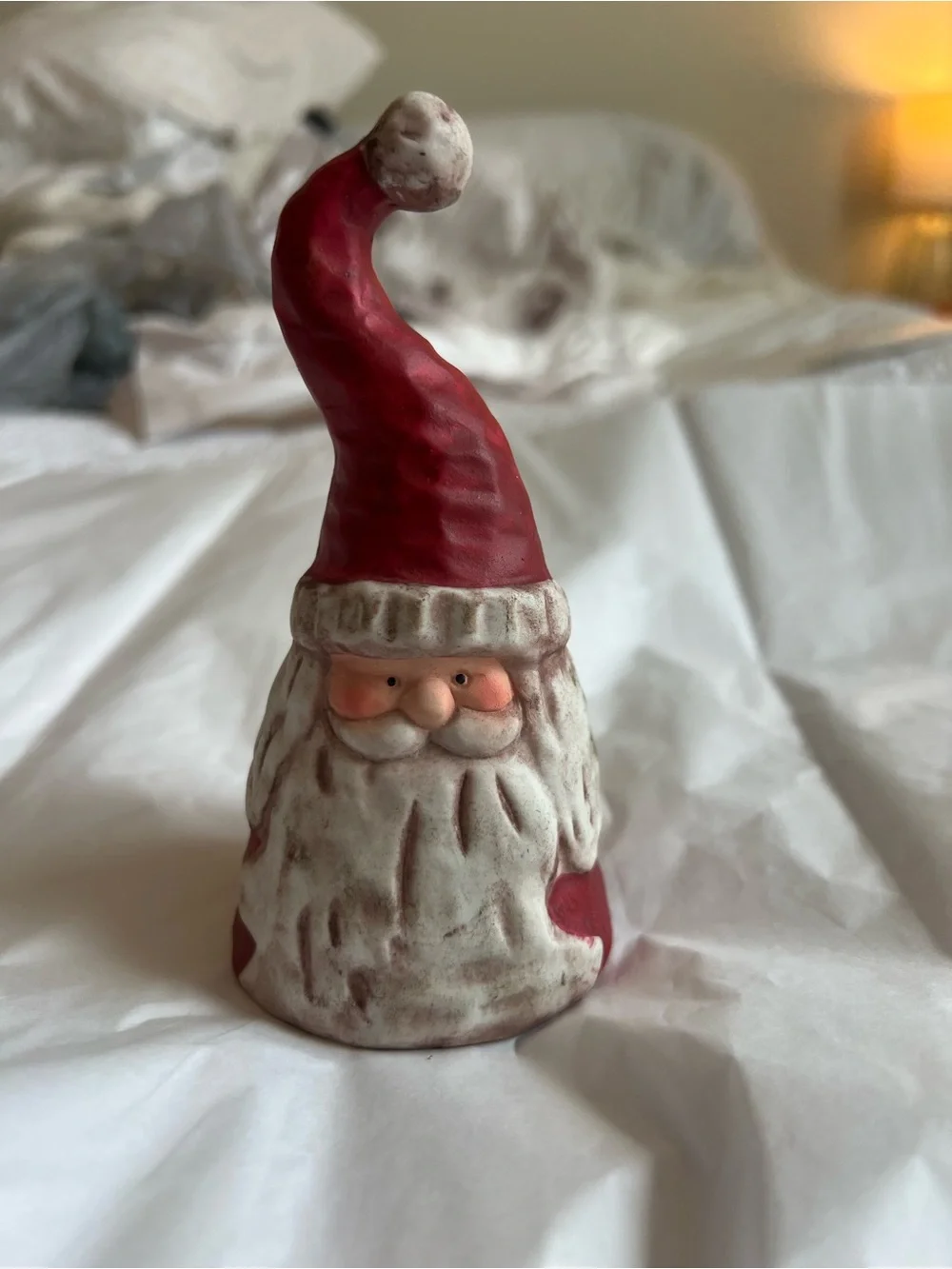 Red Santa Holiday Bell - Classic Ceramic Christmas Decor